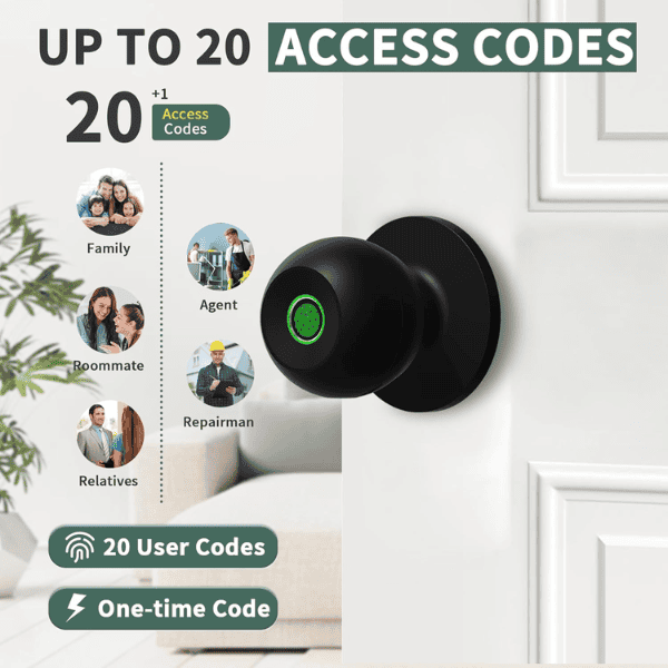 Fingerprint Smart Door Knob - Tuya Black - Image 7